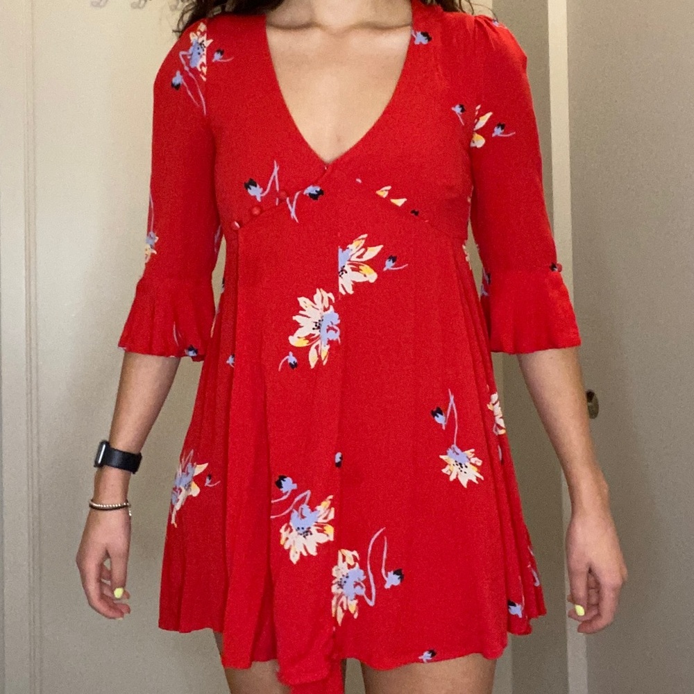 Free People Red Floral Dress